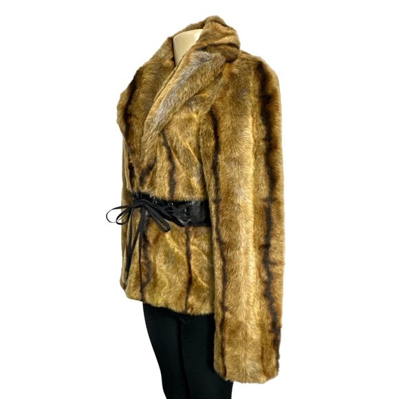 Vintage Chic MARVIN Womens Brown Faux Fur Coat - Picture 3 of 12